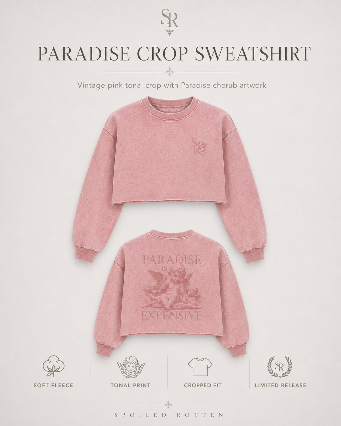 Vintage Pink Paradise Crop Sweatshirt