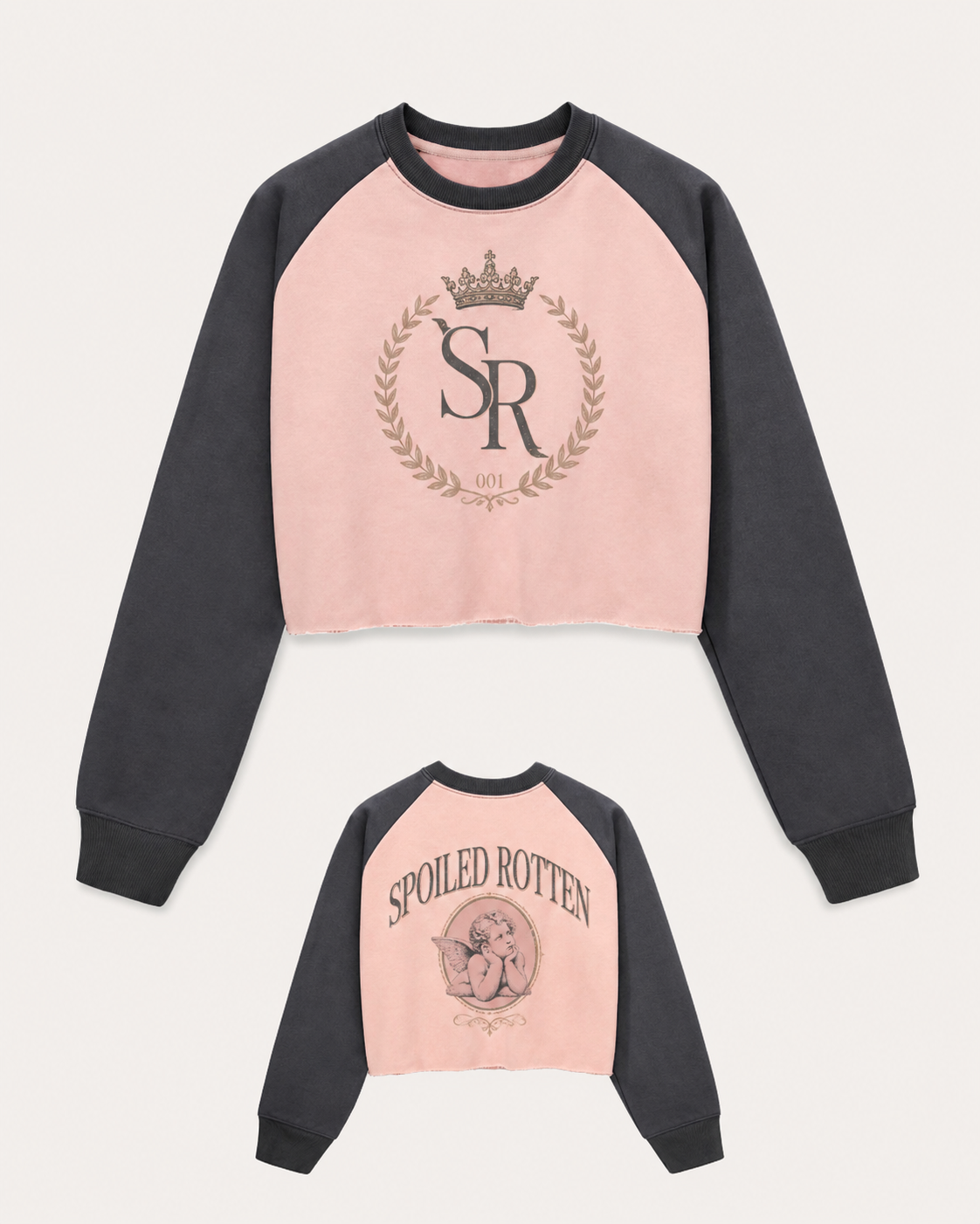 SR 001 Pink Charcoal Cropped Crewneck