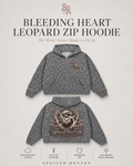 Bleeding Heart Leopard Zip Hoodie