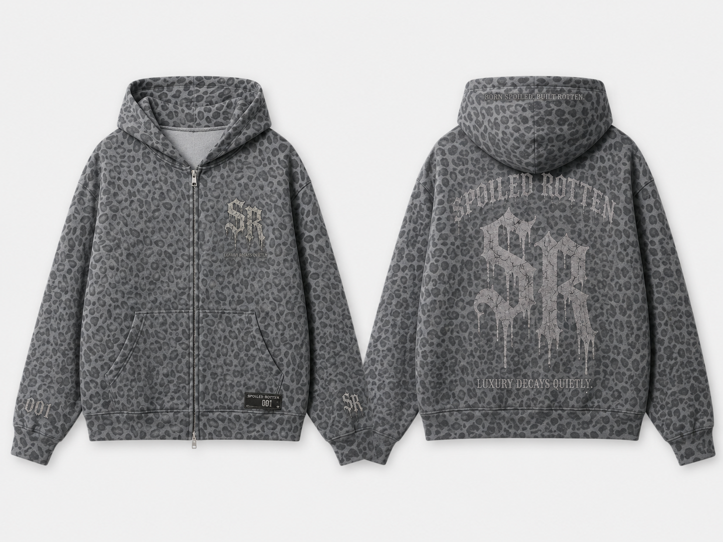 Luxury Decays Quietly Leopard Zip Hoodie