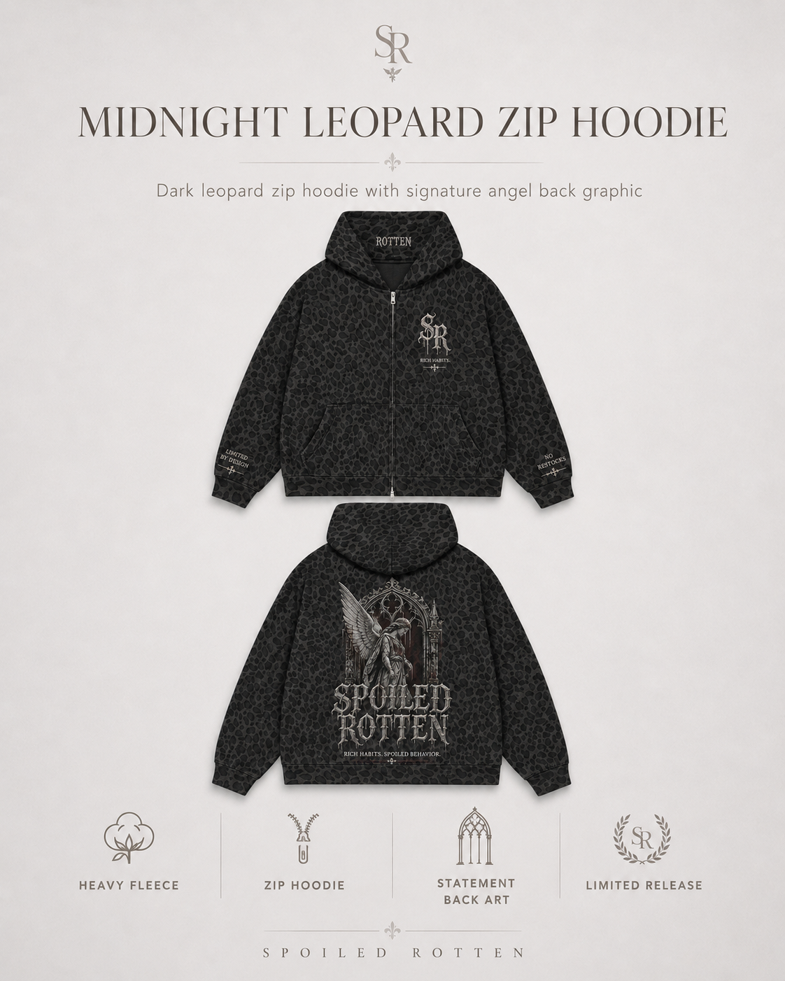 Midnight Leopard Zip Hoodie
